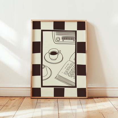 Coffee Book and Music Print