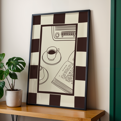 Coffee Book and Music Print
