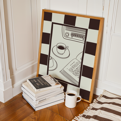 Coffee Book and Music Print