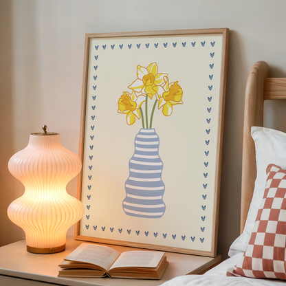 Striped Daffodil Vase Print