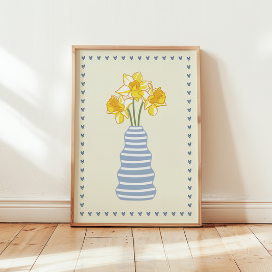 Striped Daffodil Vase Print