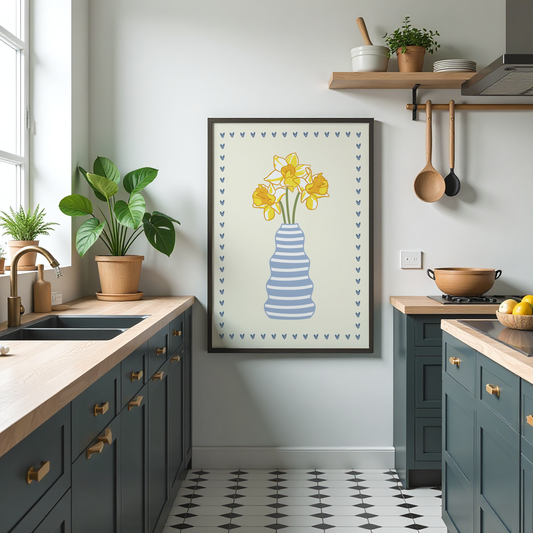 Striped Daffodil Vase Print