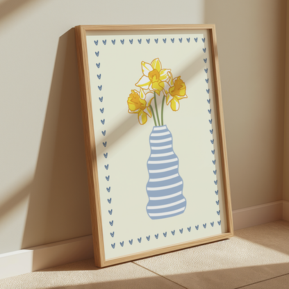 Striped Daffodil Vase Print