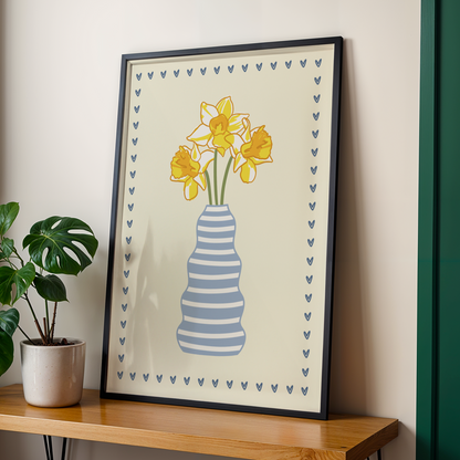 Striped Daffodil Vase Print