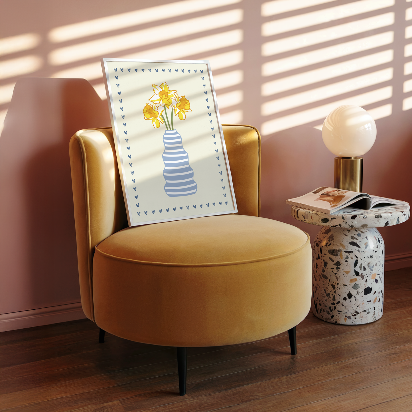 Striped Daffodil Vase Print