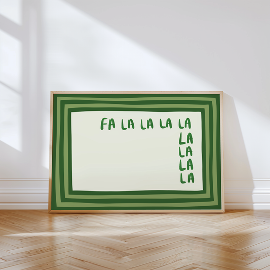 Fa La La Striped Christmas Print