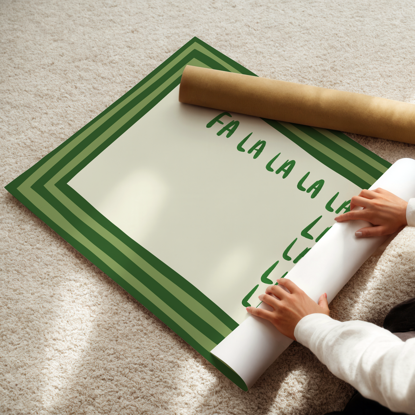 Fa La La Striped Christmas Print