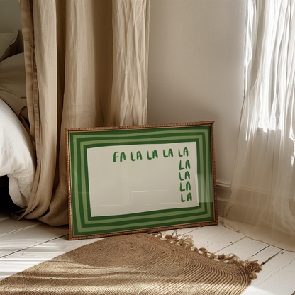 Fa La La Striped Christmas Print