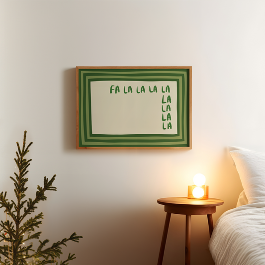 Fa La La Striped Christmas Print