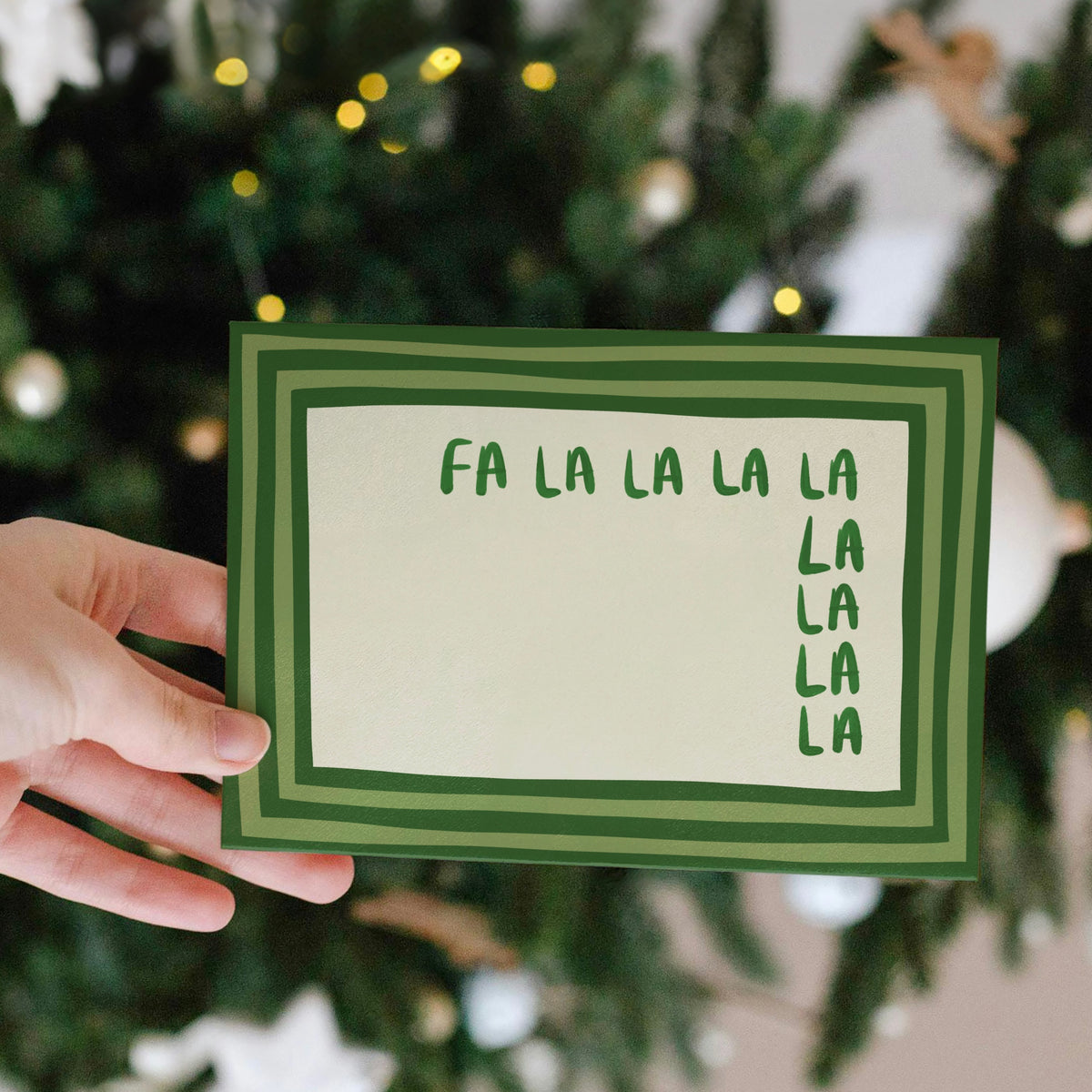Green 'Fa La La' Christmas Greetings Card