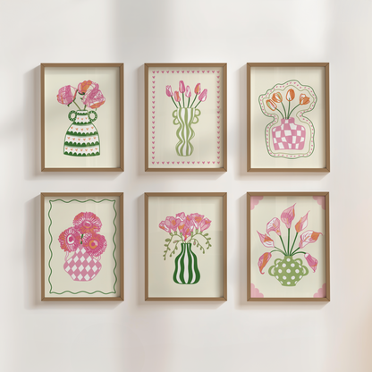 Set of 6 Flower Vase Print Bundle