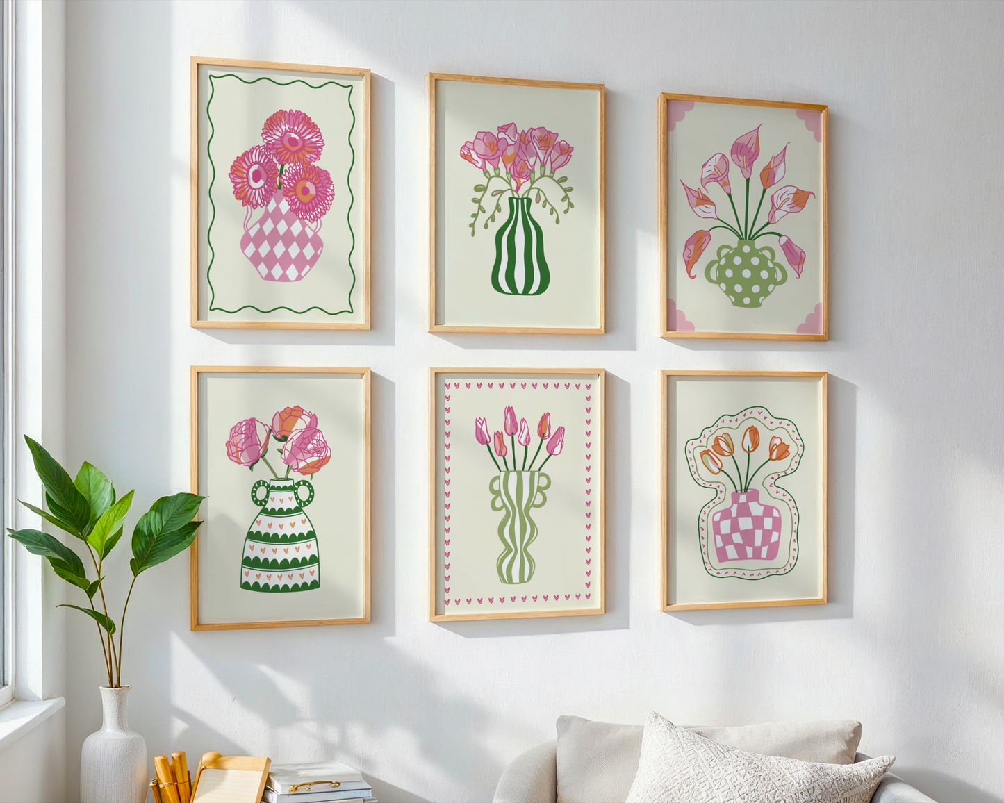 Set of 6 Flower Vase Print Bundle