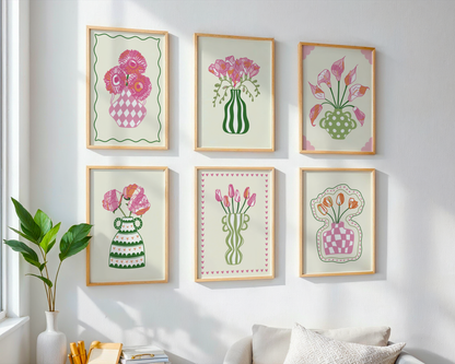 Set of 6 Flower Vase Print Bundle