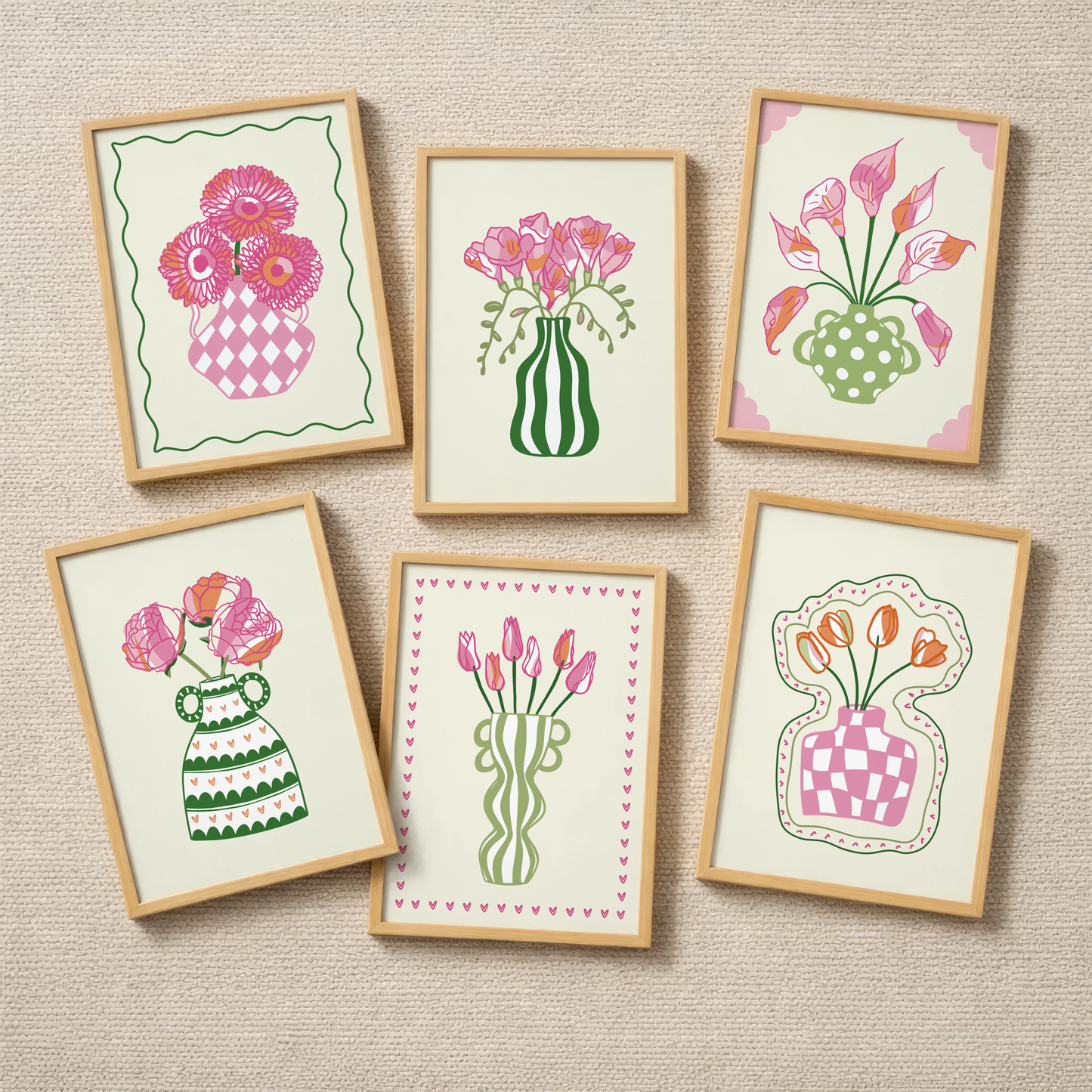Set of 6 Flower Vase Print Bundle