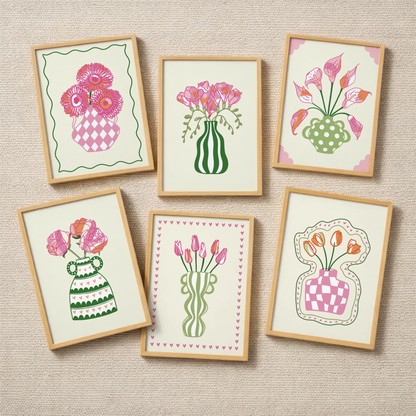 Set of 6 Flower Vase Print Bundle