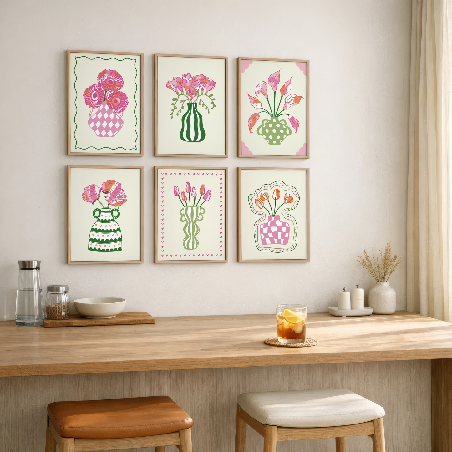Set of 6 Flower Vase Print Bundle