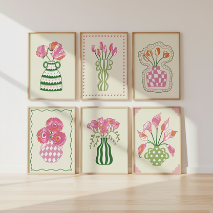 Set of 6 Flower Vase Print Bundle