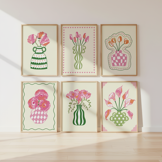 Set of 6 Flower Vase Print Bundle
