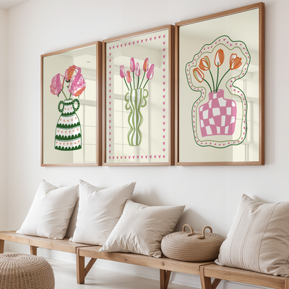 Set of 3 Flower Vase Print Bundle