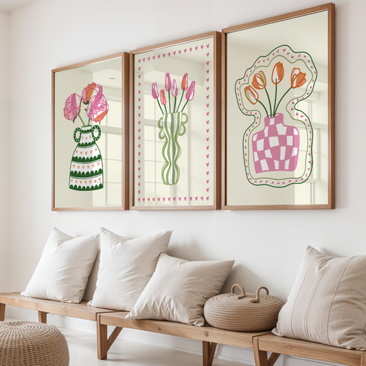Set of 3 Flower Vase Print Bundle