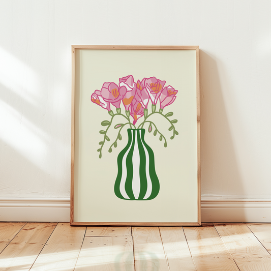 Freesias Vase Print