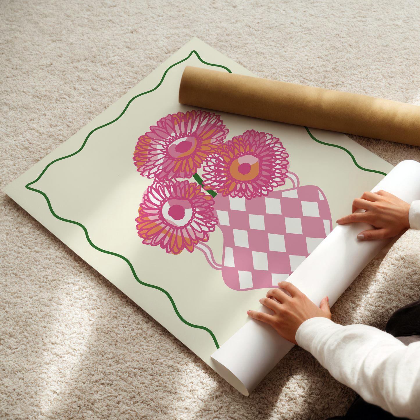 Gerbera Daisies Flower Vase Print