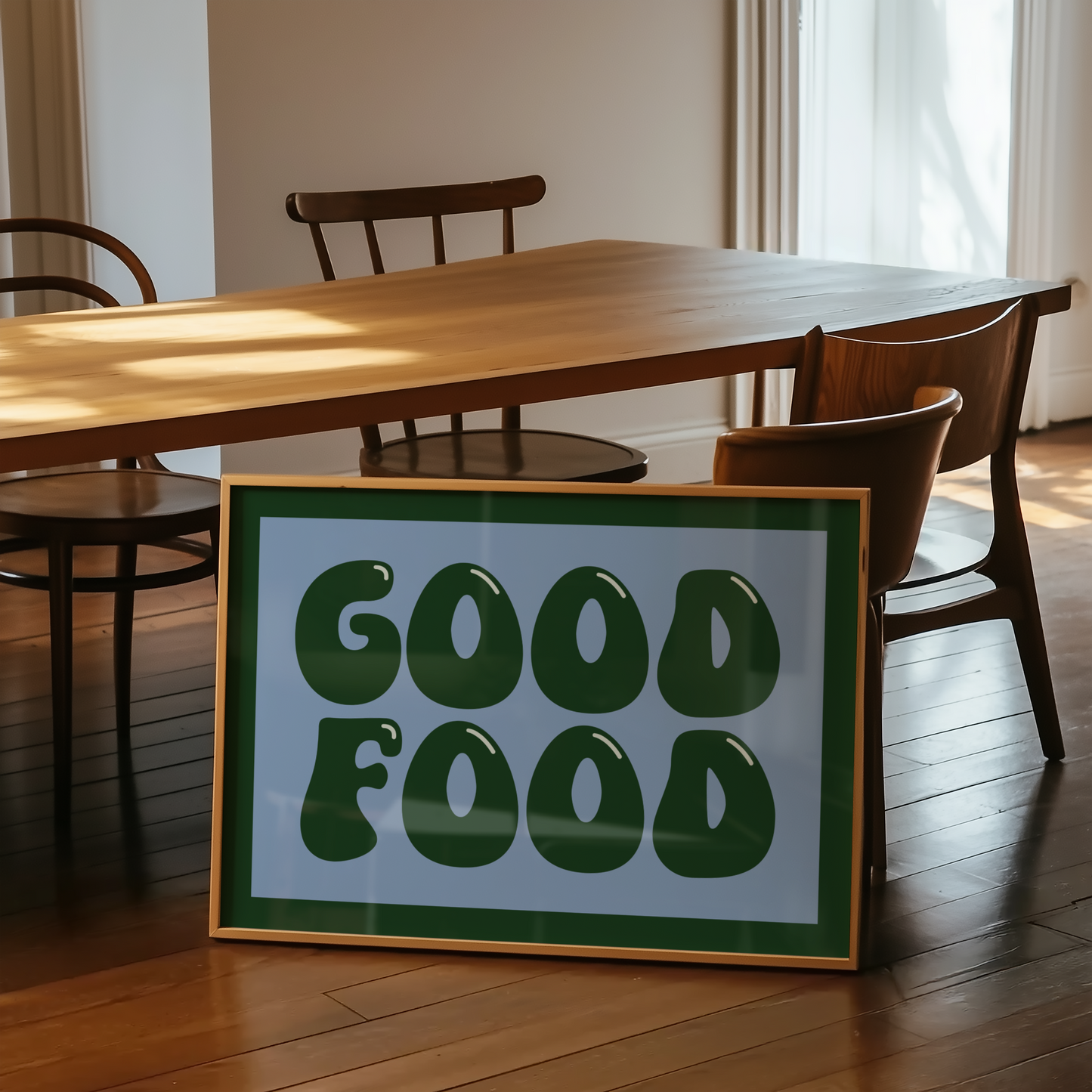 Good Food Typography Print in Green