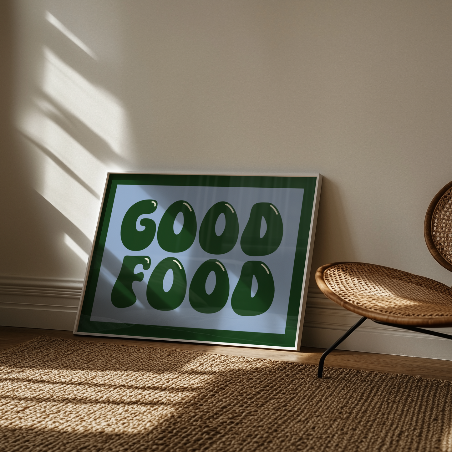 Good Food Typography Print in Green