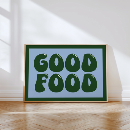 Good Food Typography Print in Green