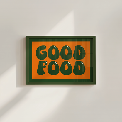 Good Food Typography Print in Green