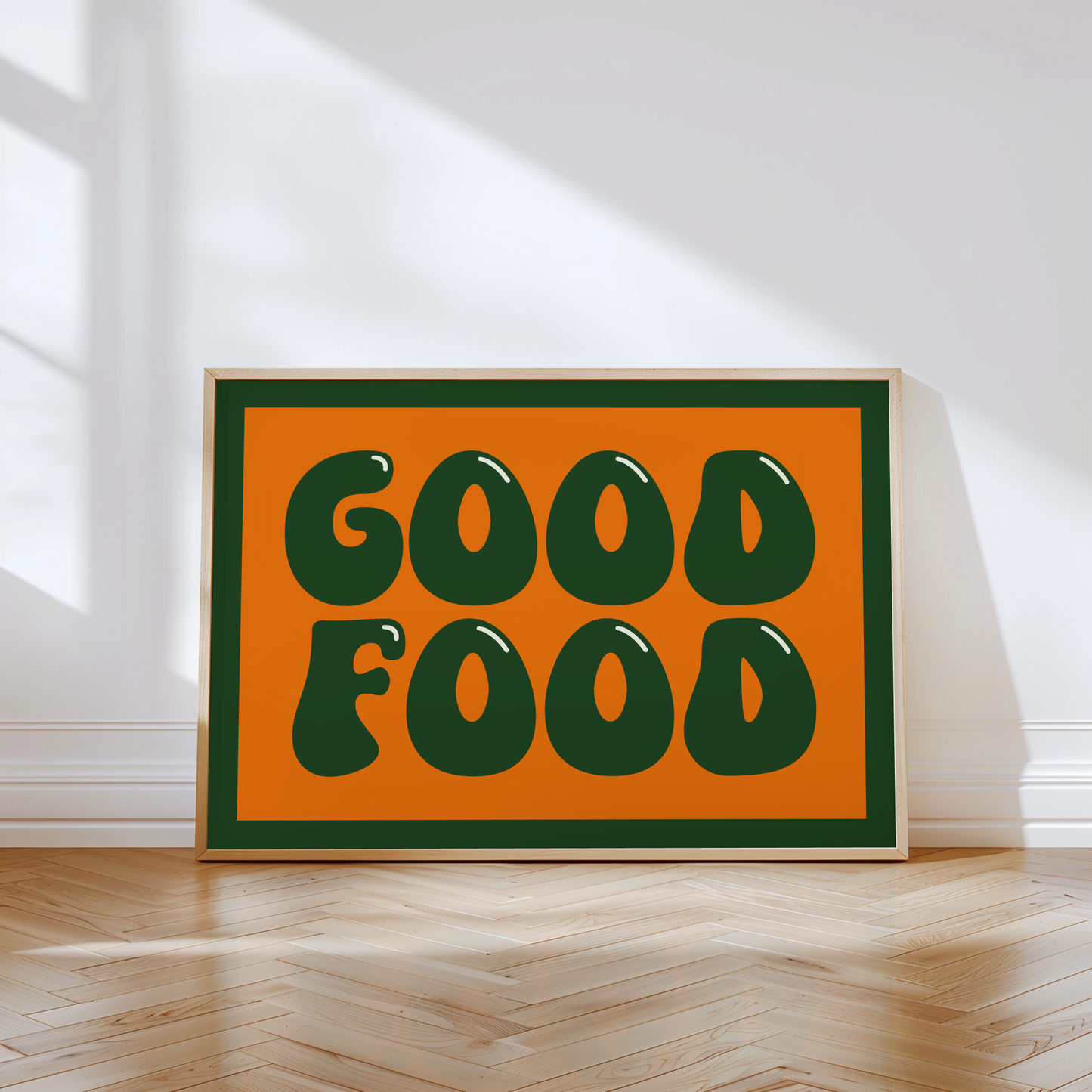 Good Food Typography Print in Green