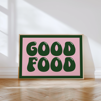 Good Food Typography Print in Green