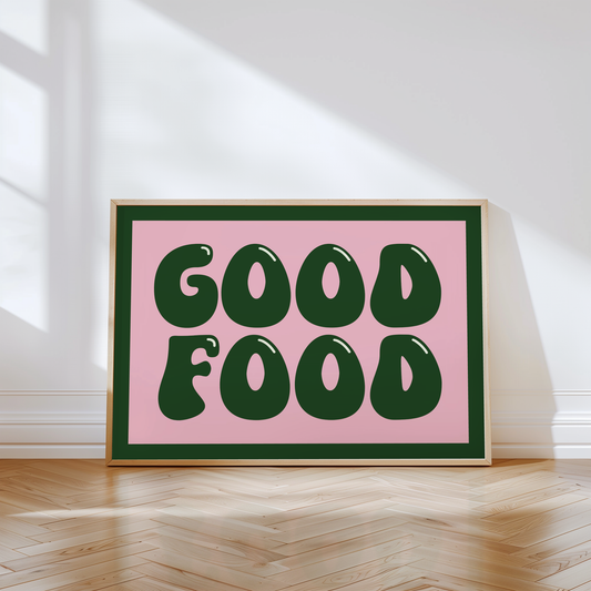 Good Food Typography Print in Green