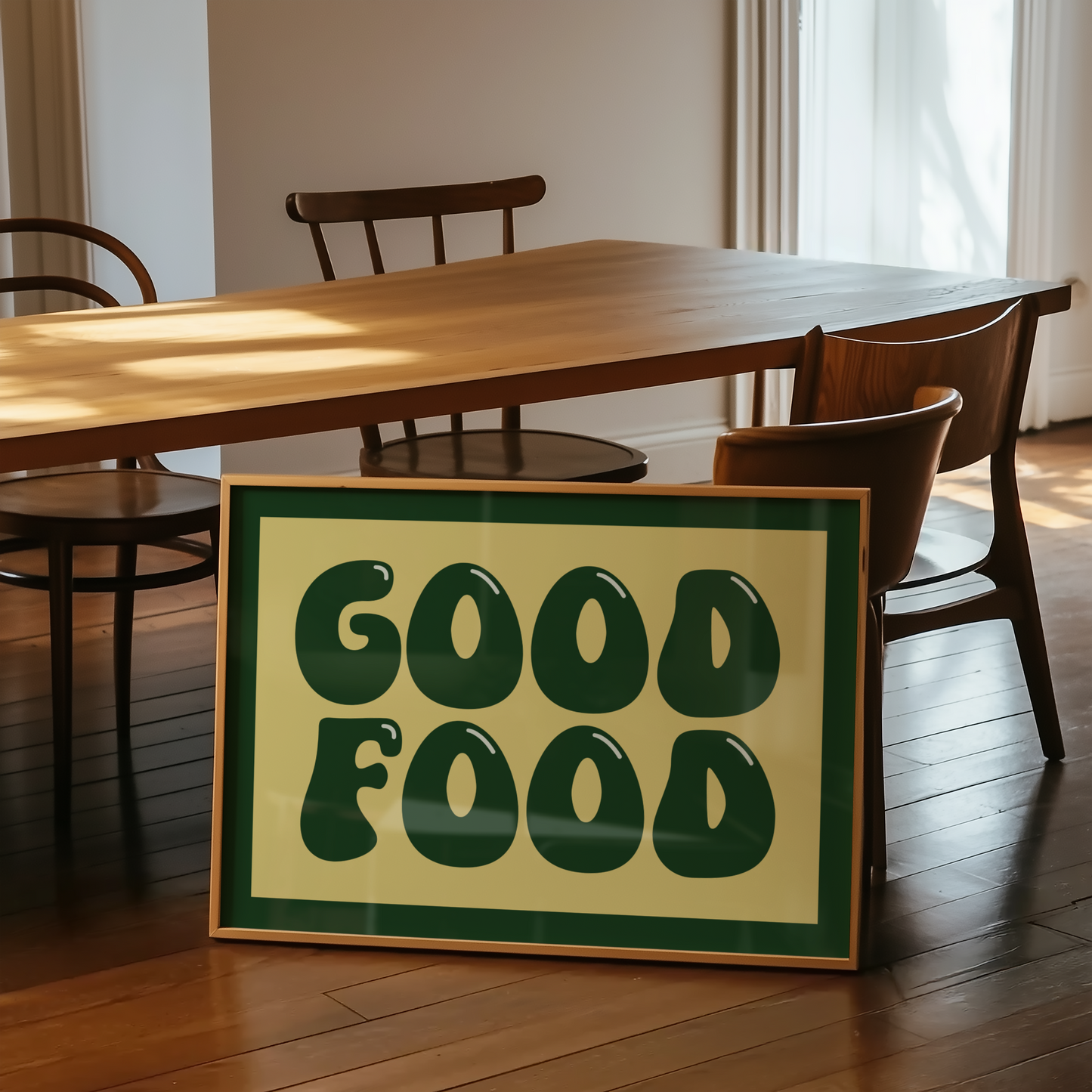 Good Food Typography Print in Green