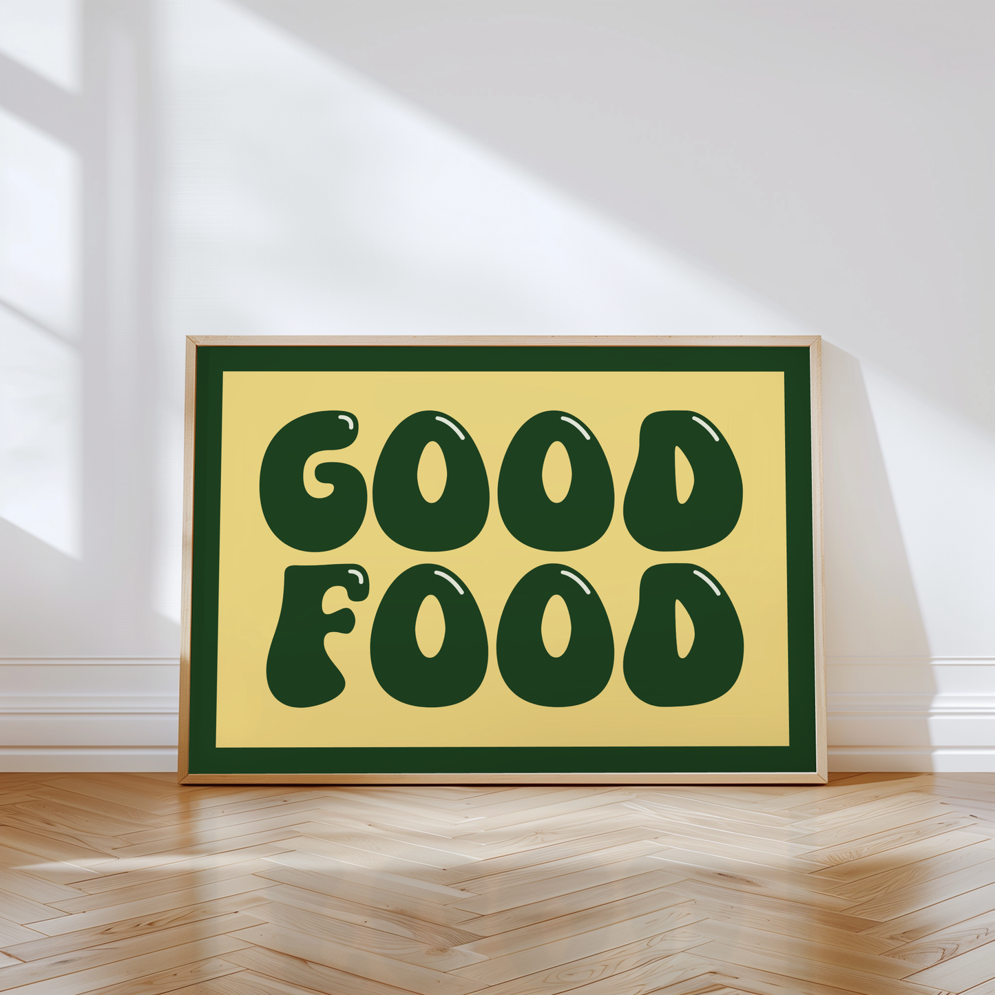 Good Food Typography Print in Green