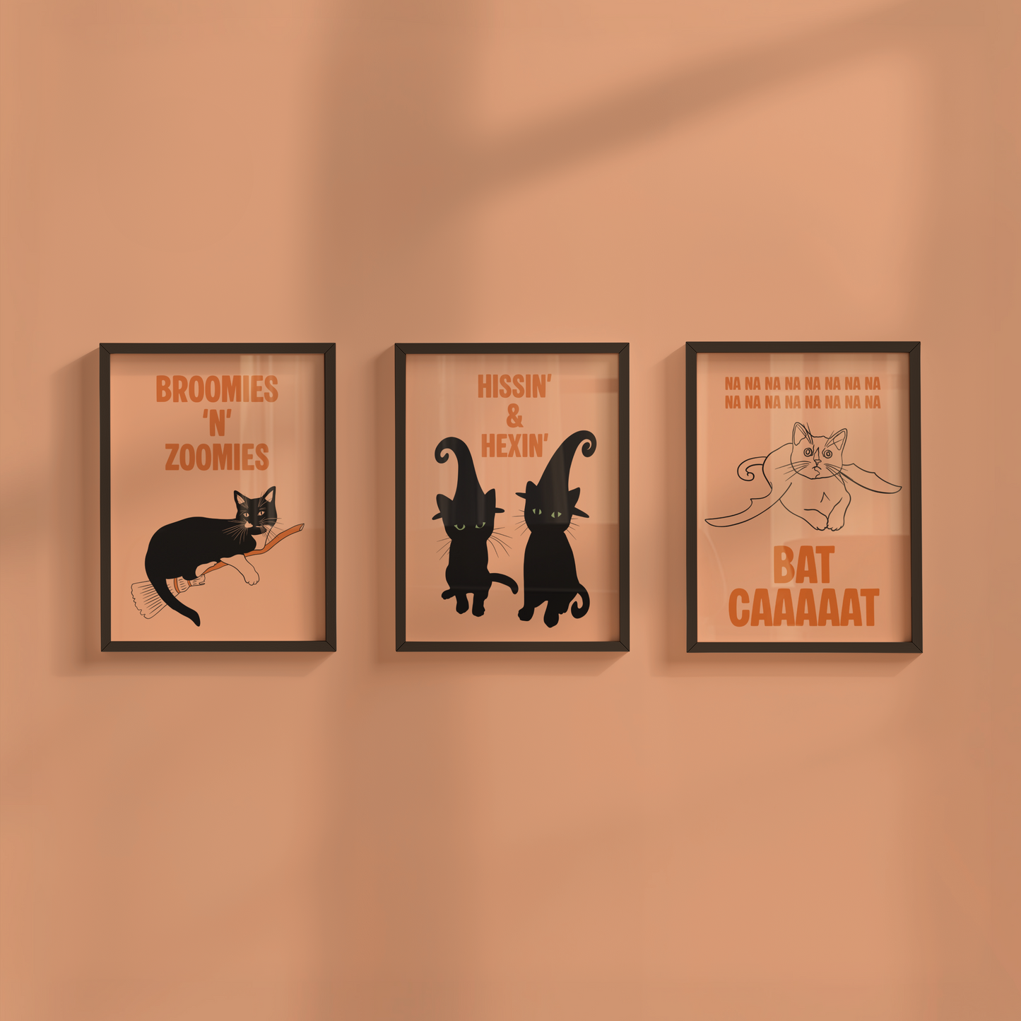 Set of 3 Cat Halloween Prints