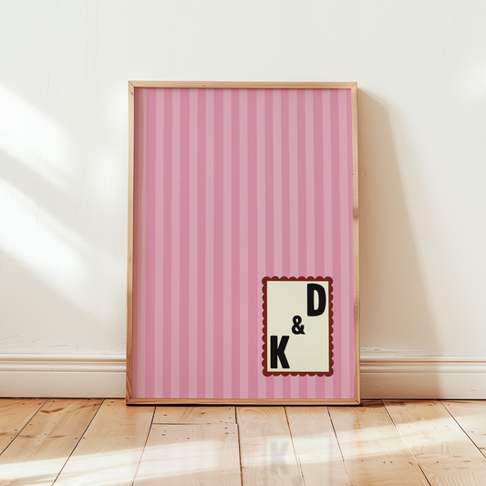 Custom Initials Striped Print