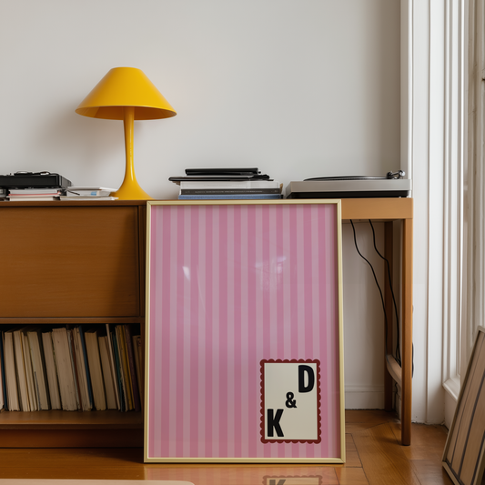 Custom Initials Striped Print