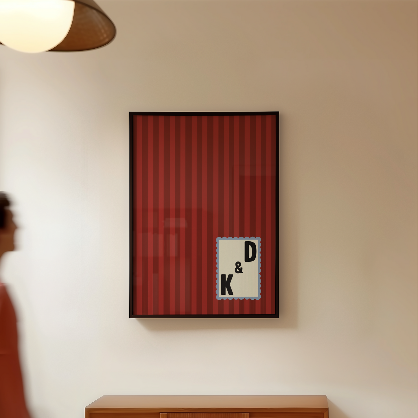 Custom Initials Striped Print