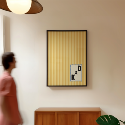 Custom Initials Striped Print