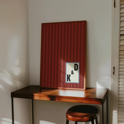 Custom Initials Striped Print