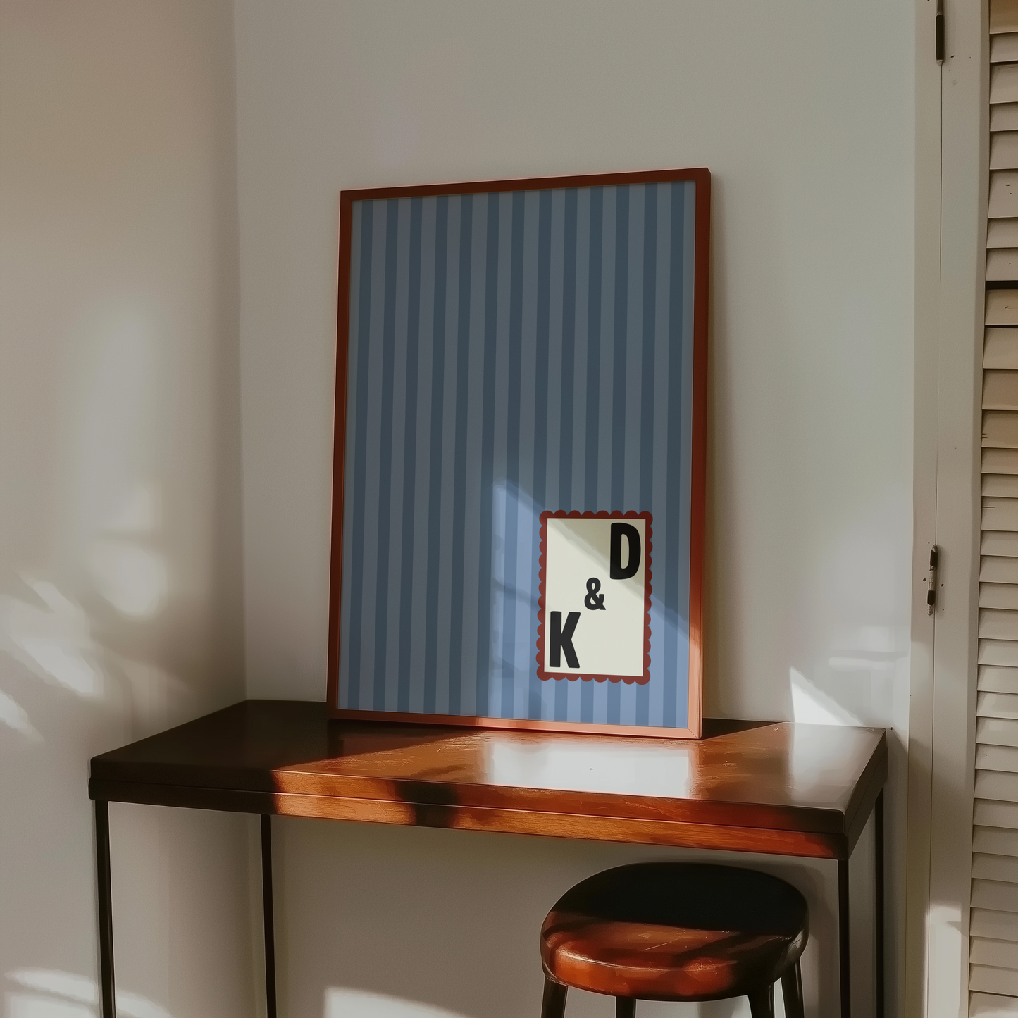 Custom Initials Striped Print