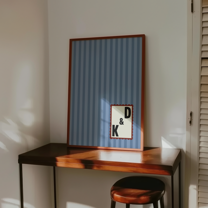 Custom Initials Striped Print