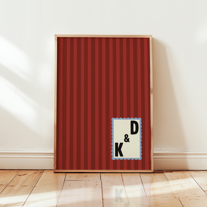 Custom Initials Striped Print