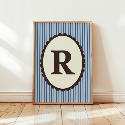 Custom Initials Striped Print
