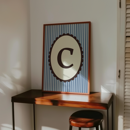 Custom Initials Striped Print