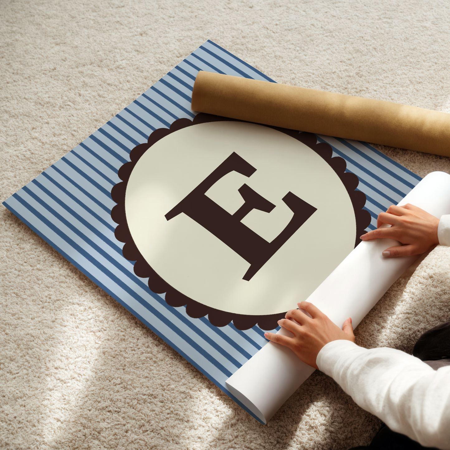 Custom Initials Striped Print