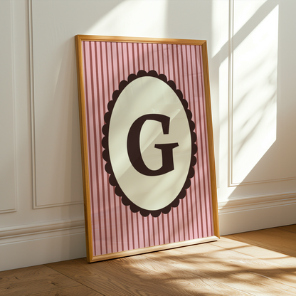 Custom Initials Striped Print