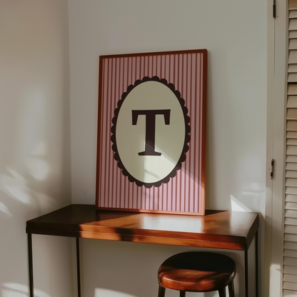 Custom Initials Striped Print