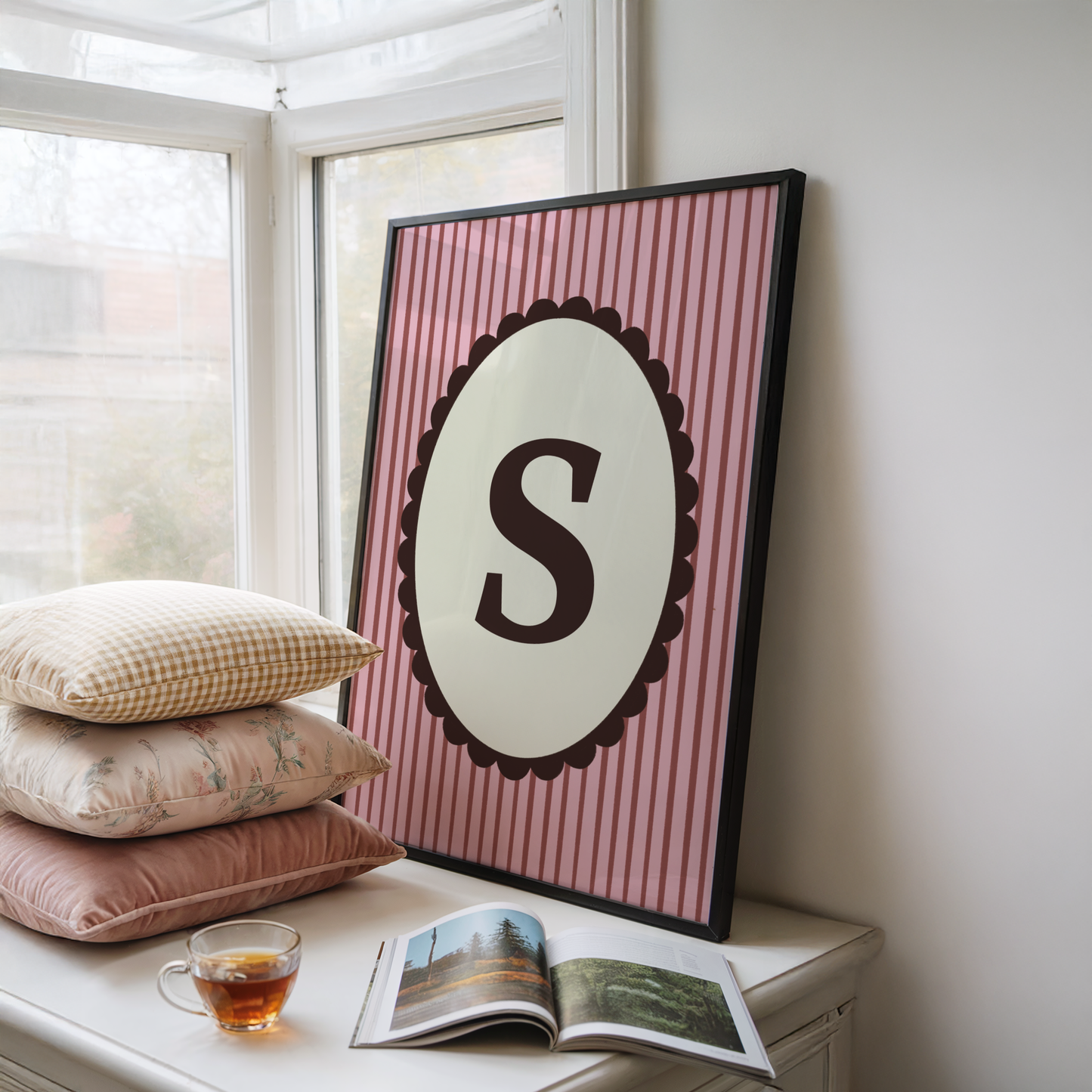 Custom Initials Striped Print